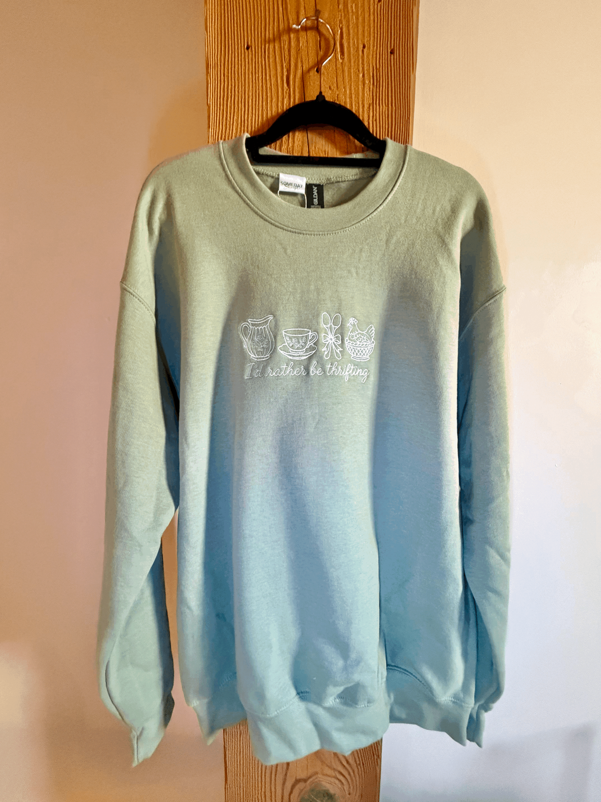 I'd Rather Be Thrifting Embroidered Custom Crewneck