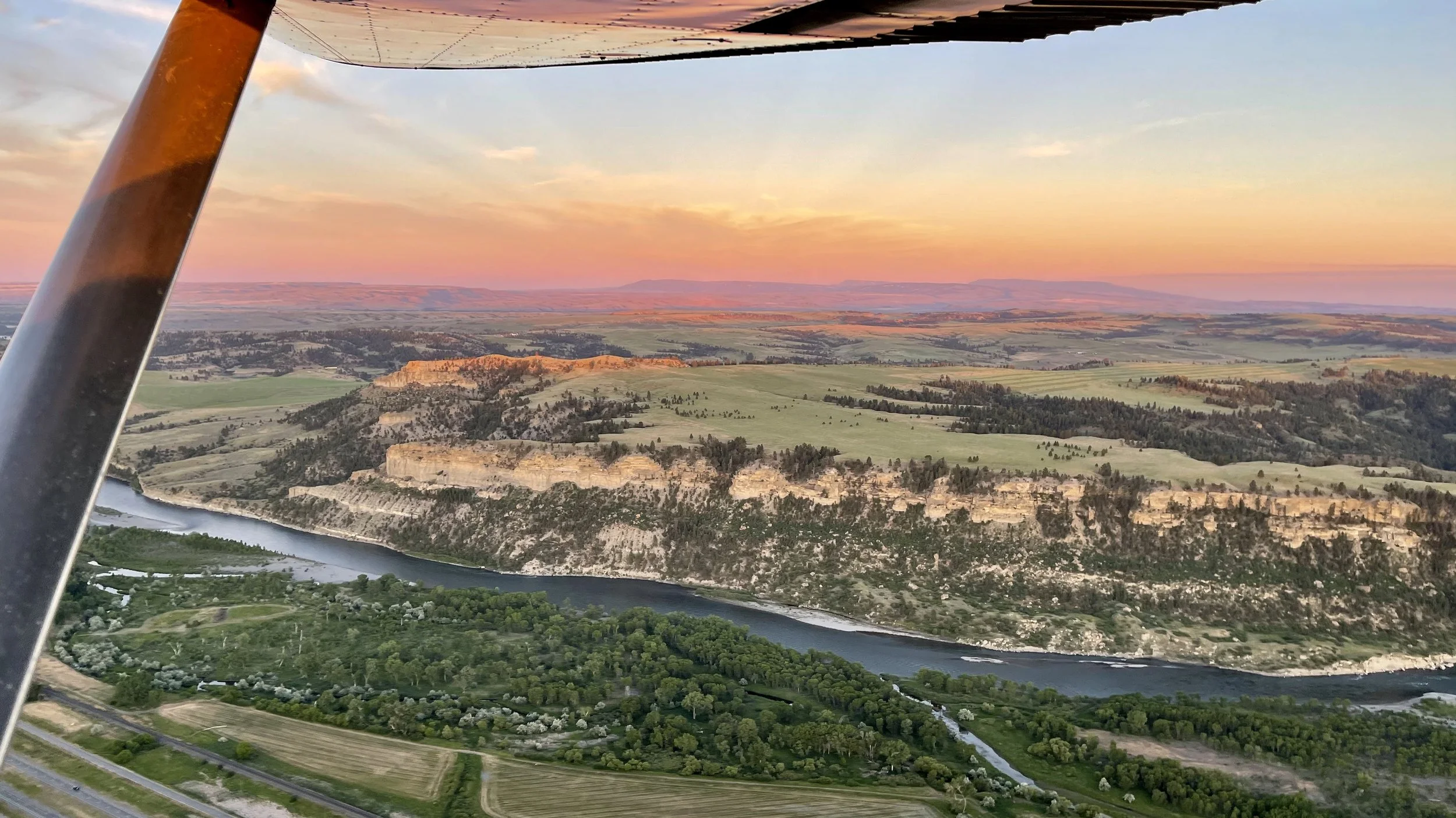 An aerial photo from the cockpit of pilot and AME Dr. Matthew Hartman