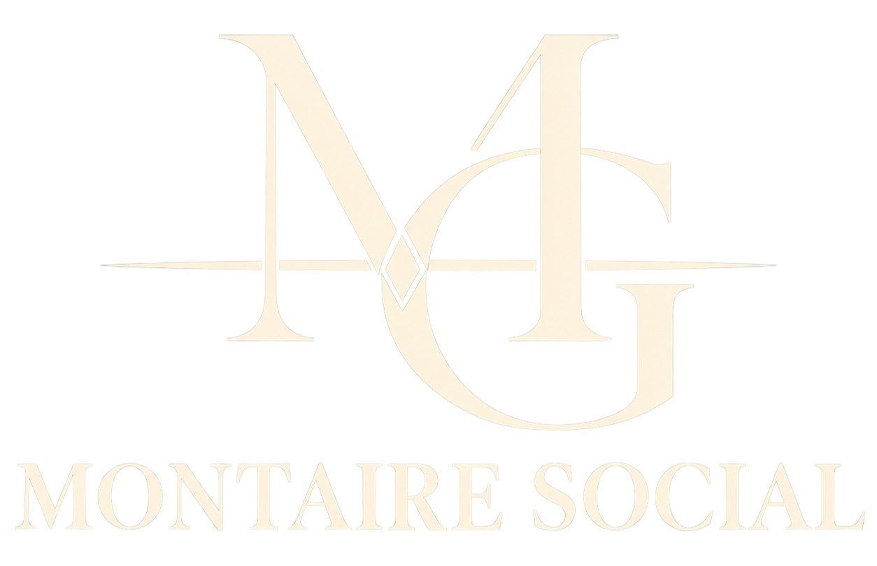 Montaire Social ivory MG monogram logo for Montaire Group’s social media strategy, content planning, page management, audience development, and digital brand presence sector.