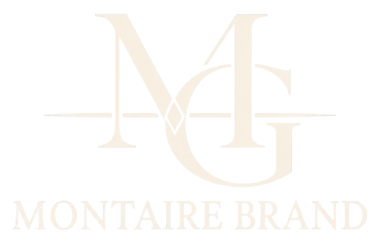 Montaire Brand ivory MG monogram logo for Montaire Group’s brand strategy, visual identity, positioning, messaging, campaign development, and brand architecture sector.