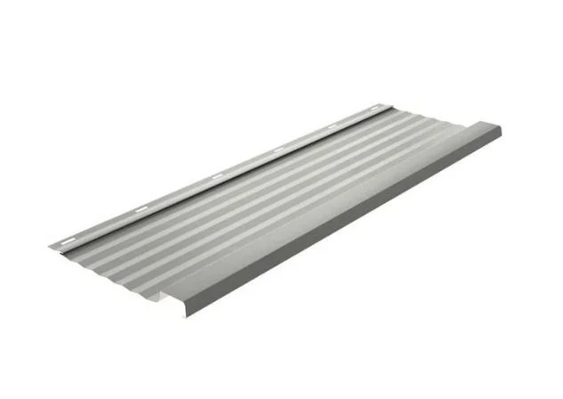 A metal roofing sheet with a standing seam design.