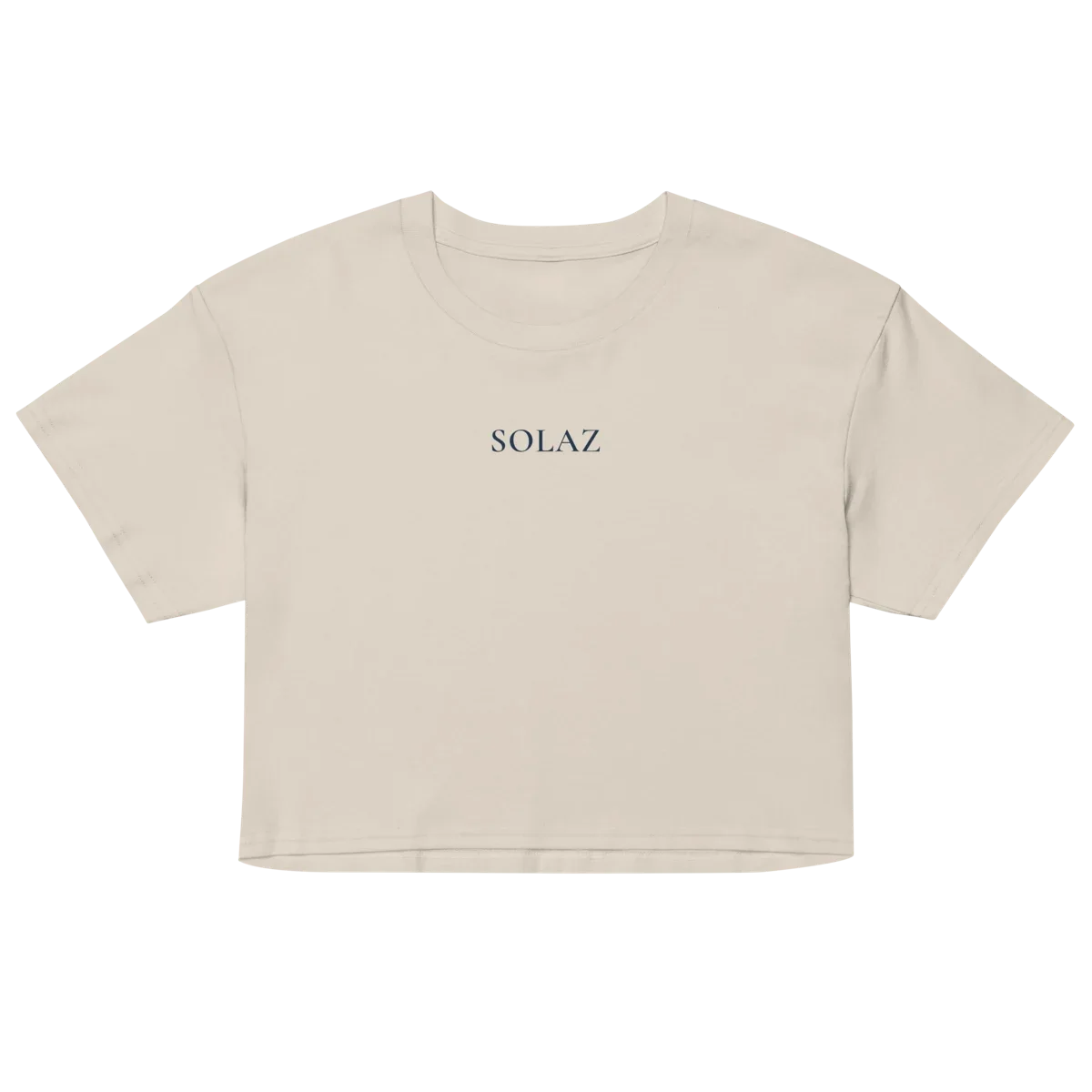 SOLAZ Coast Crop Tee in Bone, front view; supplier digital mockup.
