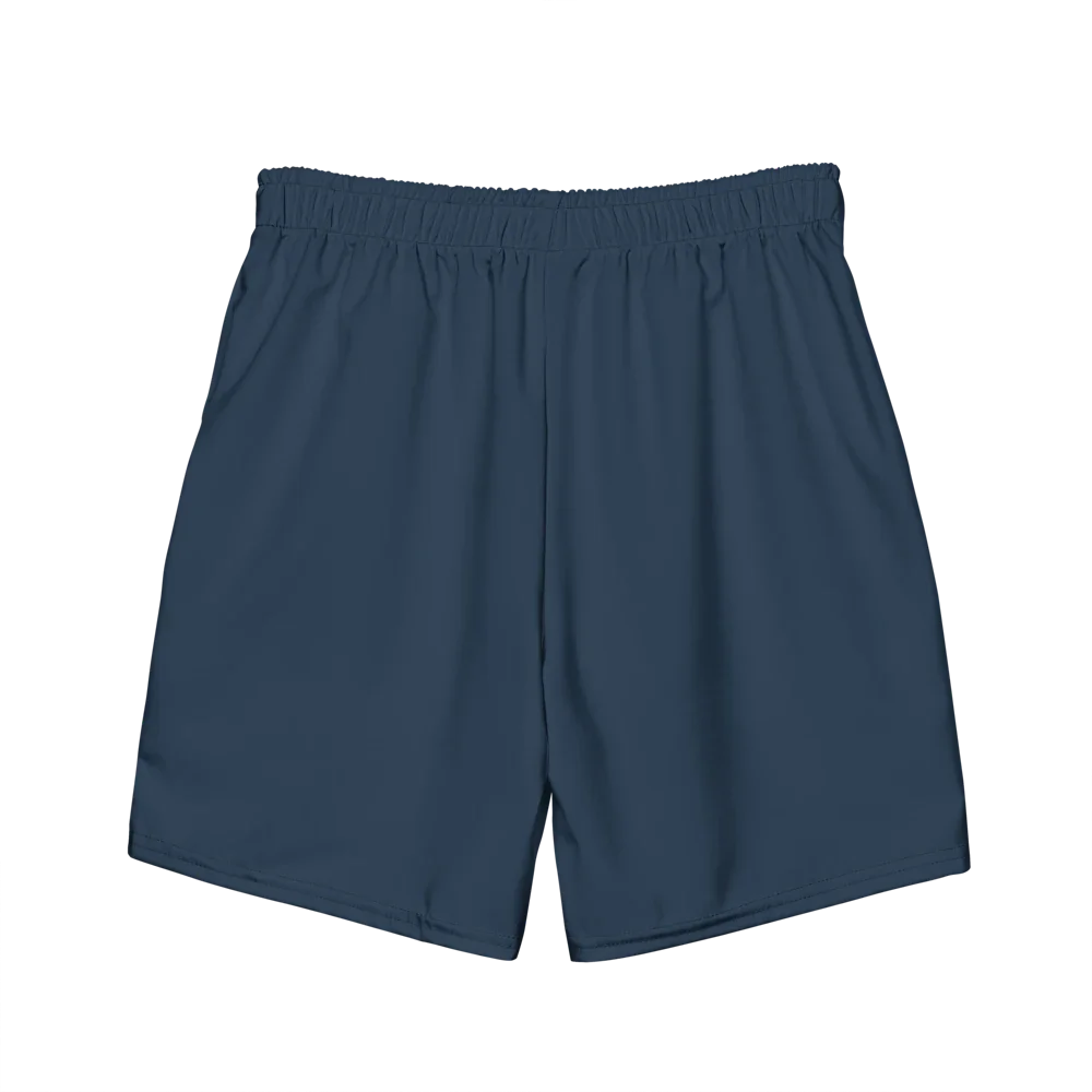 SOLAZ Tide Swim Trunk in Navy, back view; supplier digital mockup.