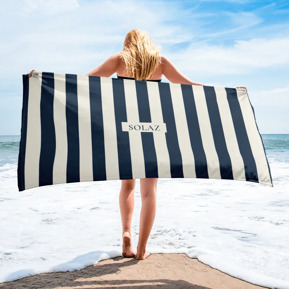 SOLAZ Long Beach Towel, lifestyle view; supplier digital mockup.
