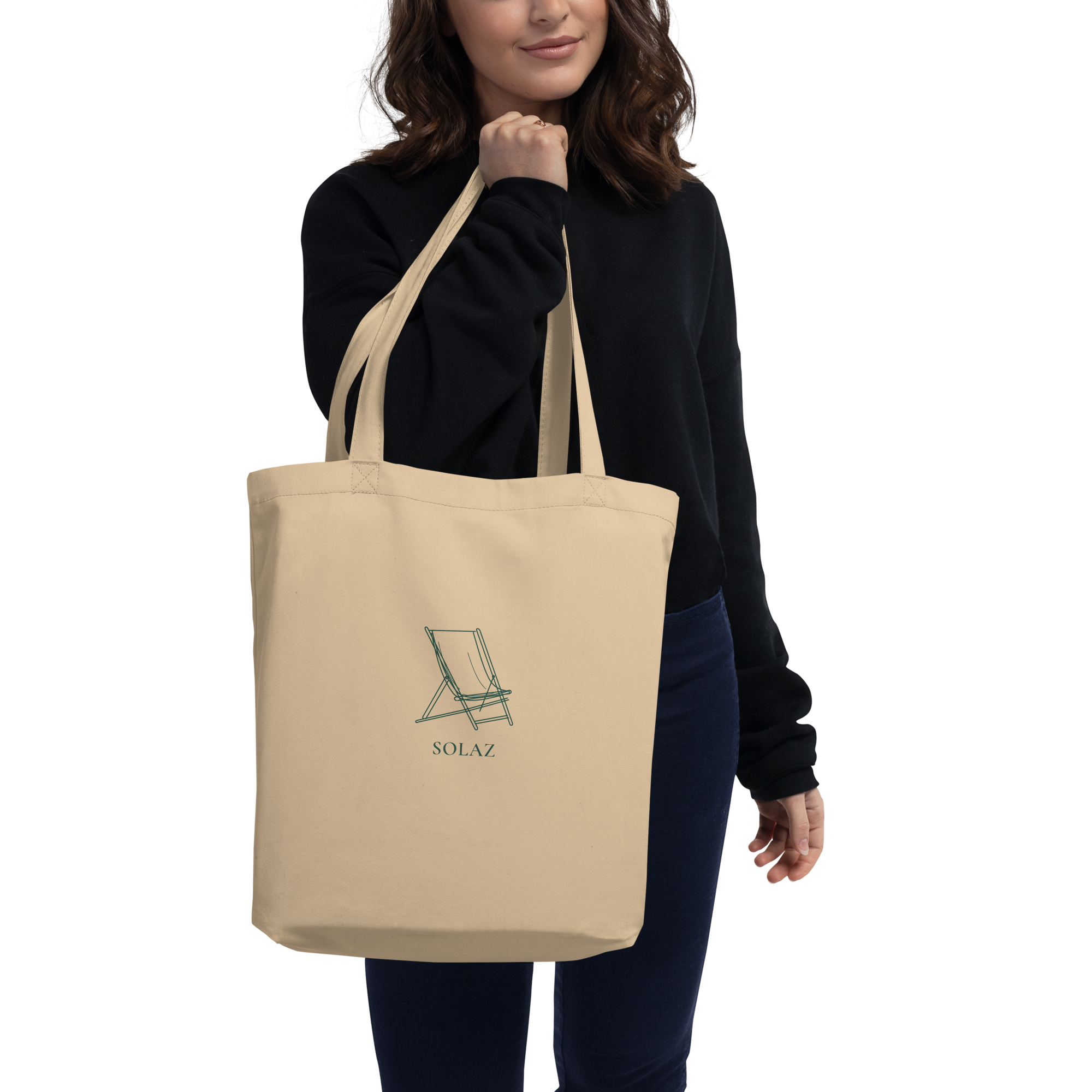 SOLAZ Market Tote in Oyster, front view; supplier digital mockup.