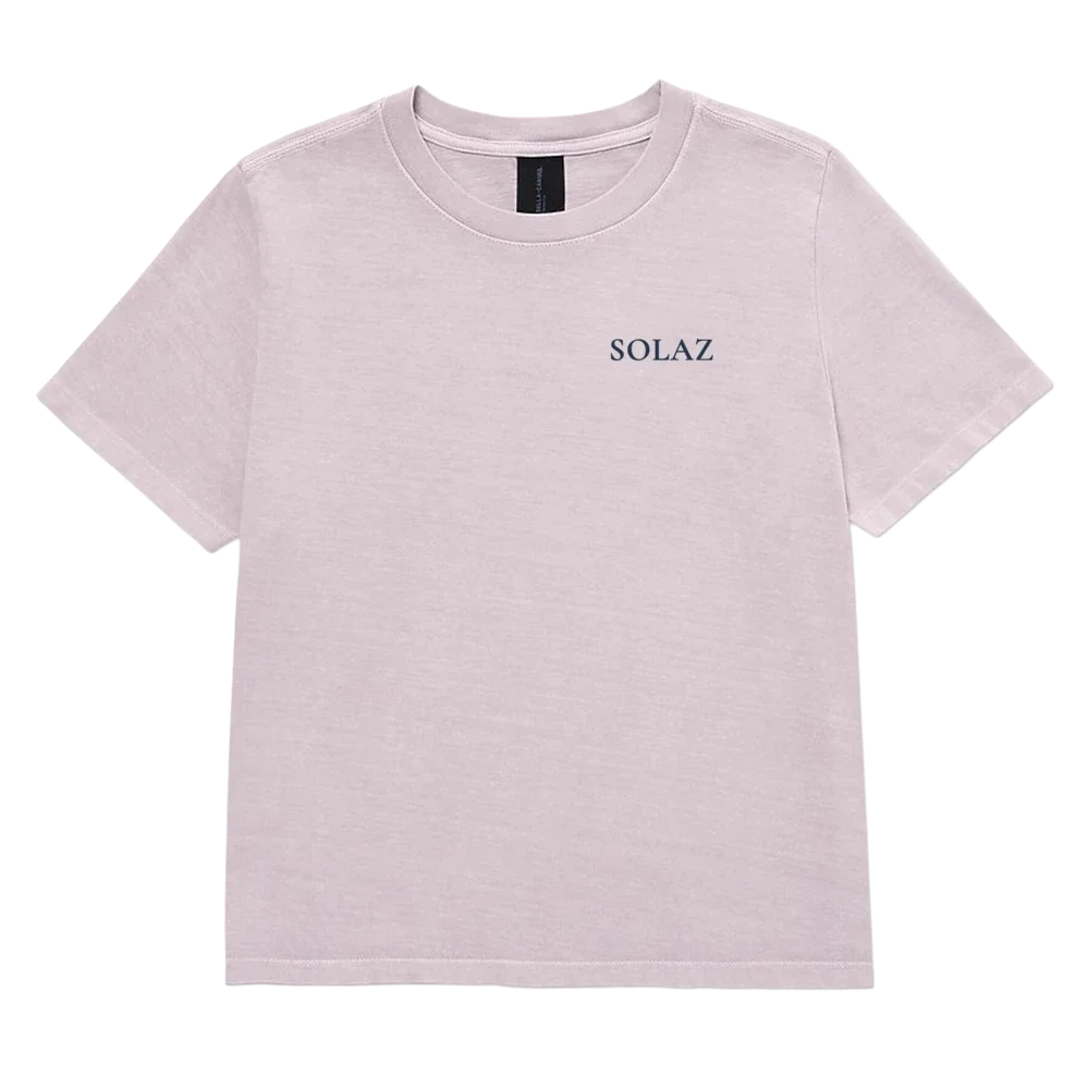 SOLAZ Salt Air Boxy Tee in Washed Lavender, front view; supplier digital mockup.