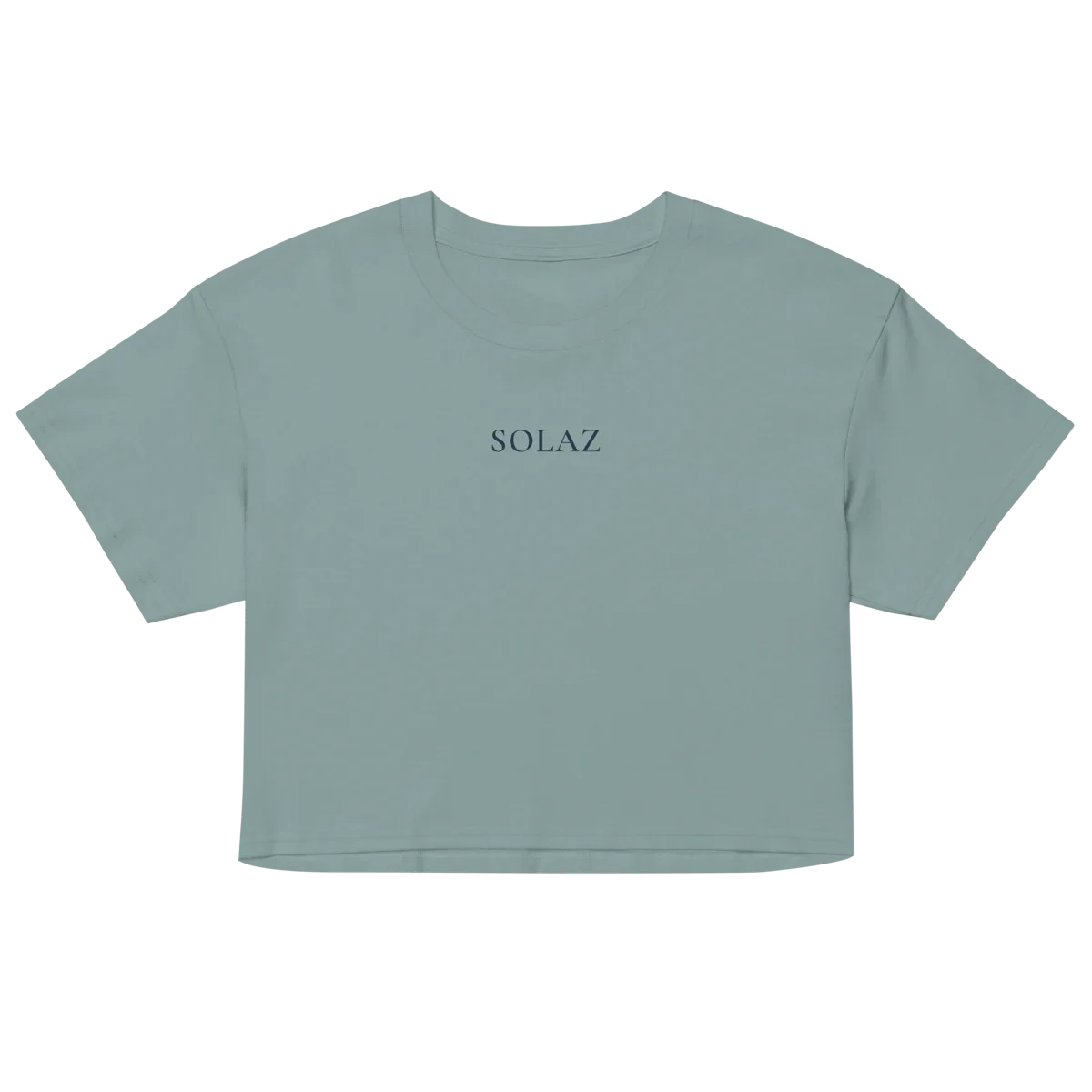 SOLAZ Coast Crop Tee in Mineral, front view; supplier digital mockup.