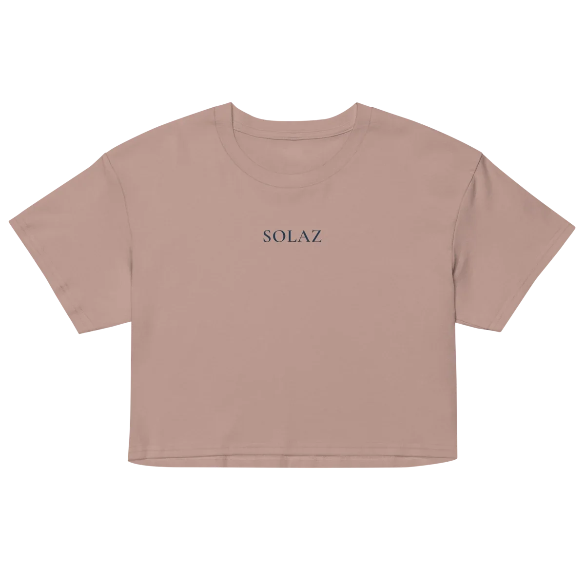 SOLAZ Coast Crop Tee in Hazy Pink, front view; supplier digital mockup.