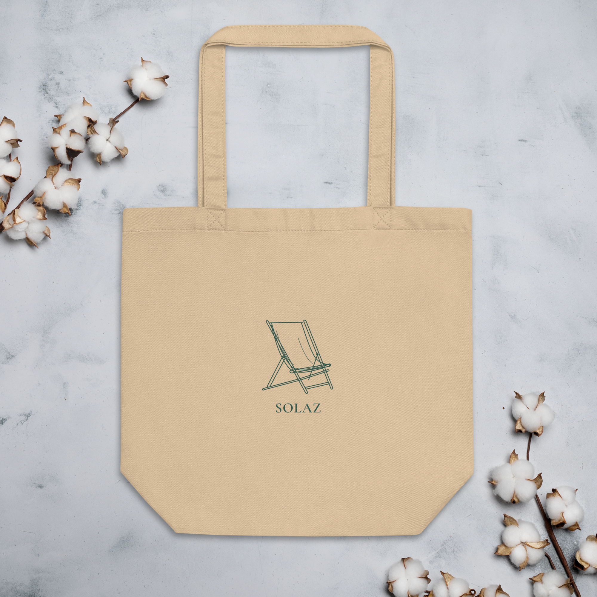 SOLAZ Market Tote in Oyster, front view; supplier digital mockup.