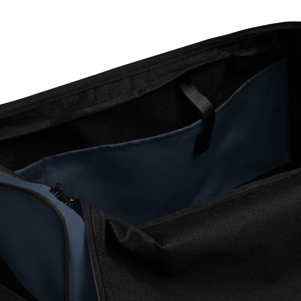 SOLAZ Departure Duffle in Navy, interior pocket view; supplier digital mockup.