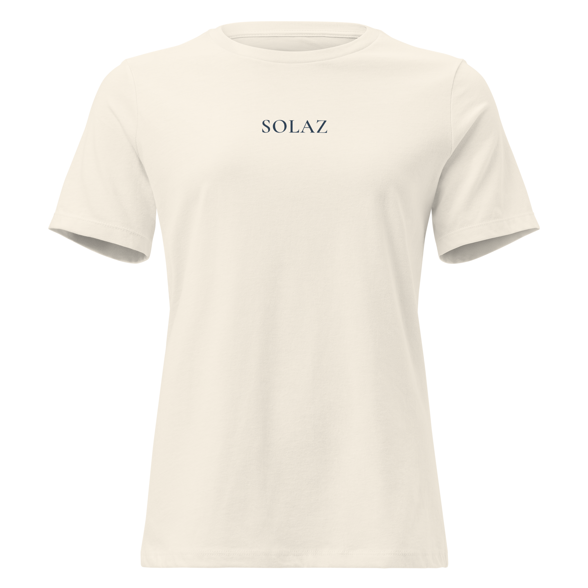 SOLAZ Daybreak Tee in Natural, front view; supplier digital mockup.