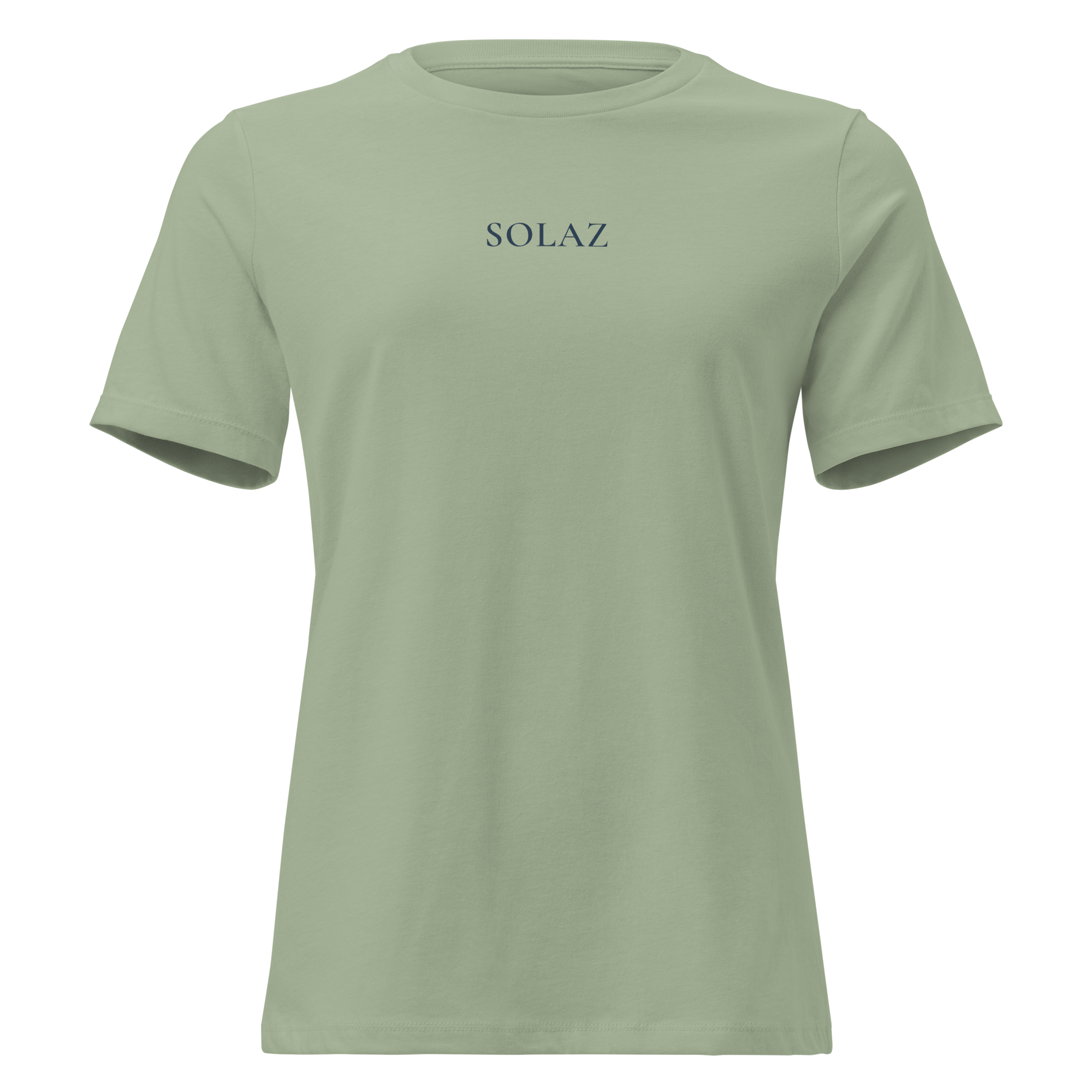 SOLAZ Daybreak Tee in Sage, front view; supplier digital mockup.