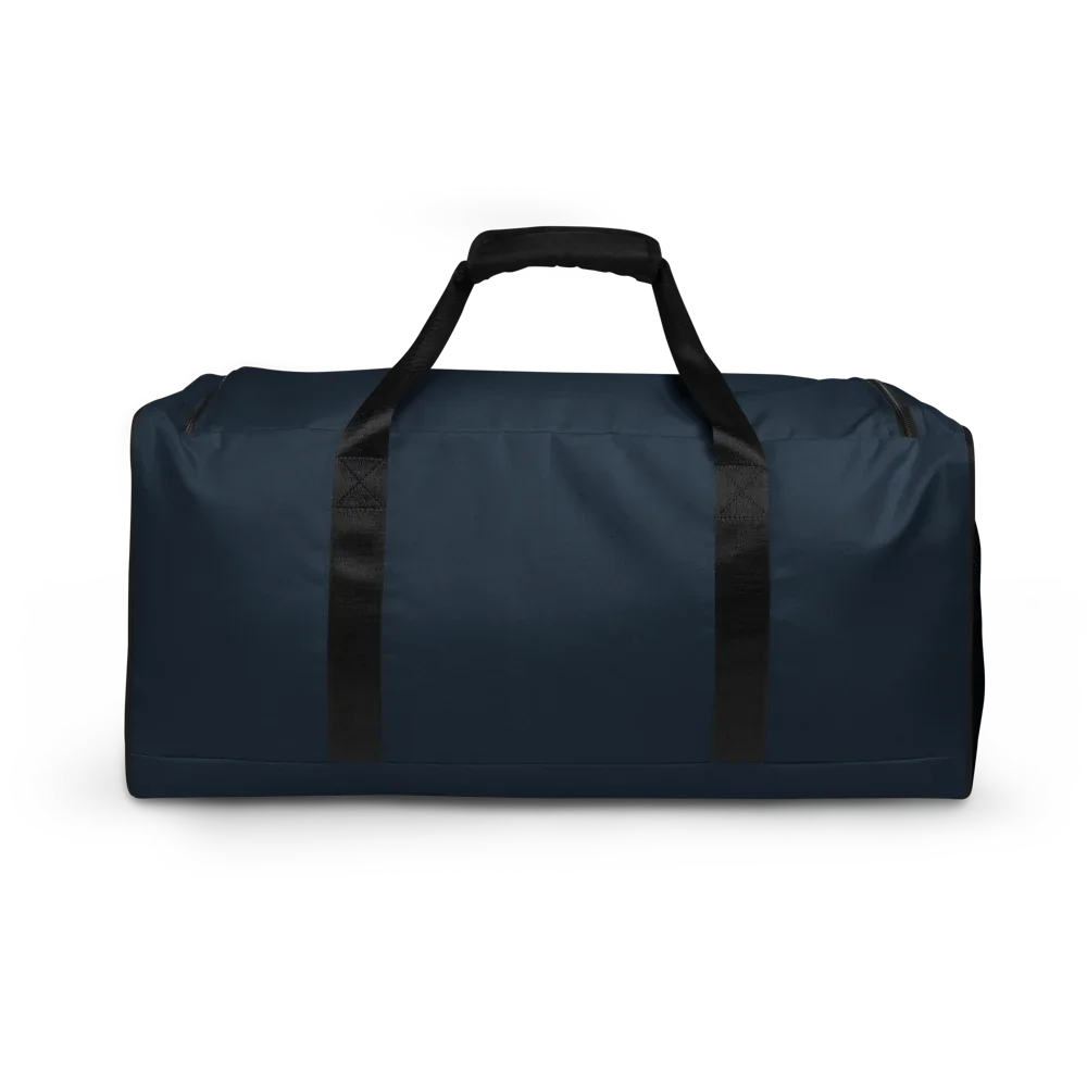 SOLAZ Departure Duffle in Navy, back view; supplier digital mockup.