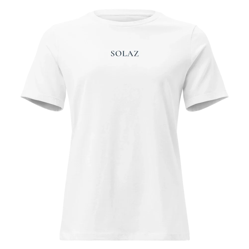 SOLAZ Daybreak Tee in White, front view; supplier digital mockup.