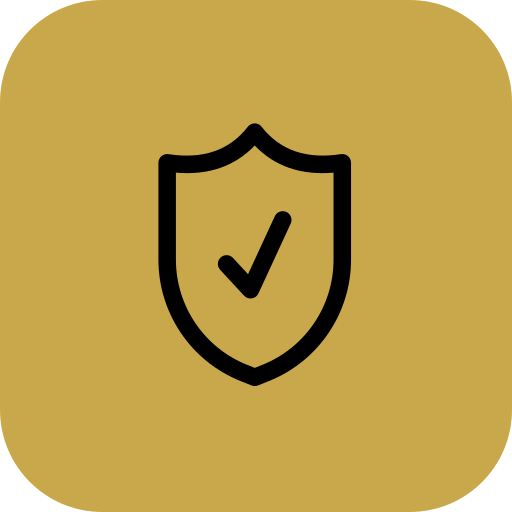 Icon of a shield with a checkmark inside, representing security or protection.