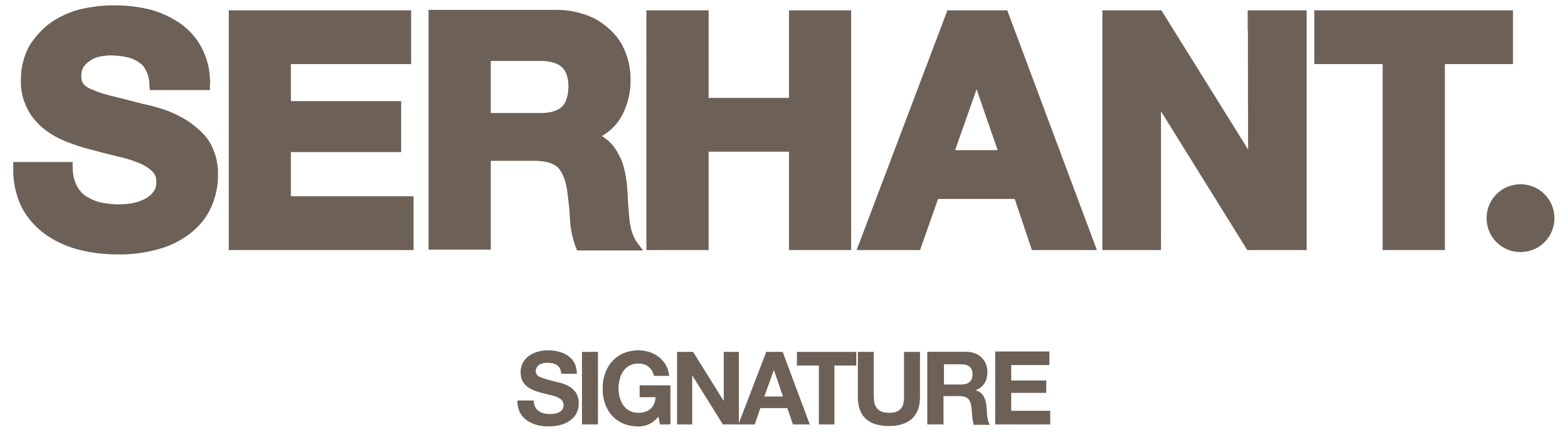 The image features the word 'SERHANT' in large, bold, brown letters, with the word 'SIGNATURE' in smaller brown letters below it.