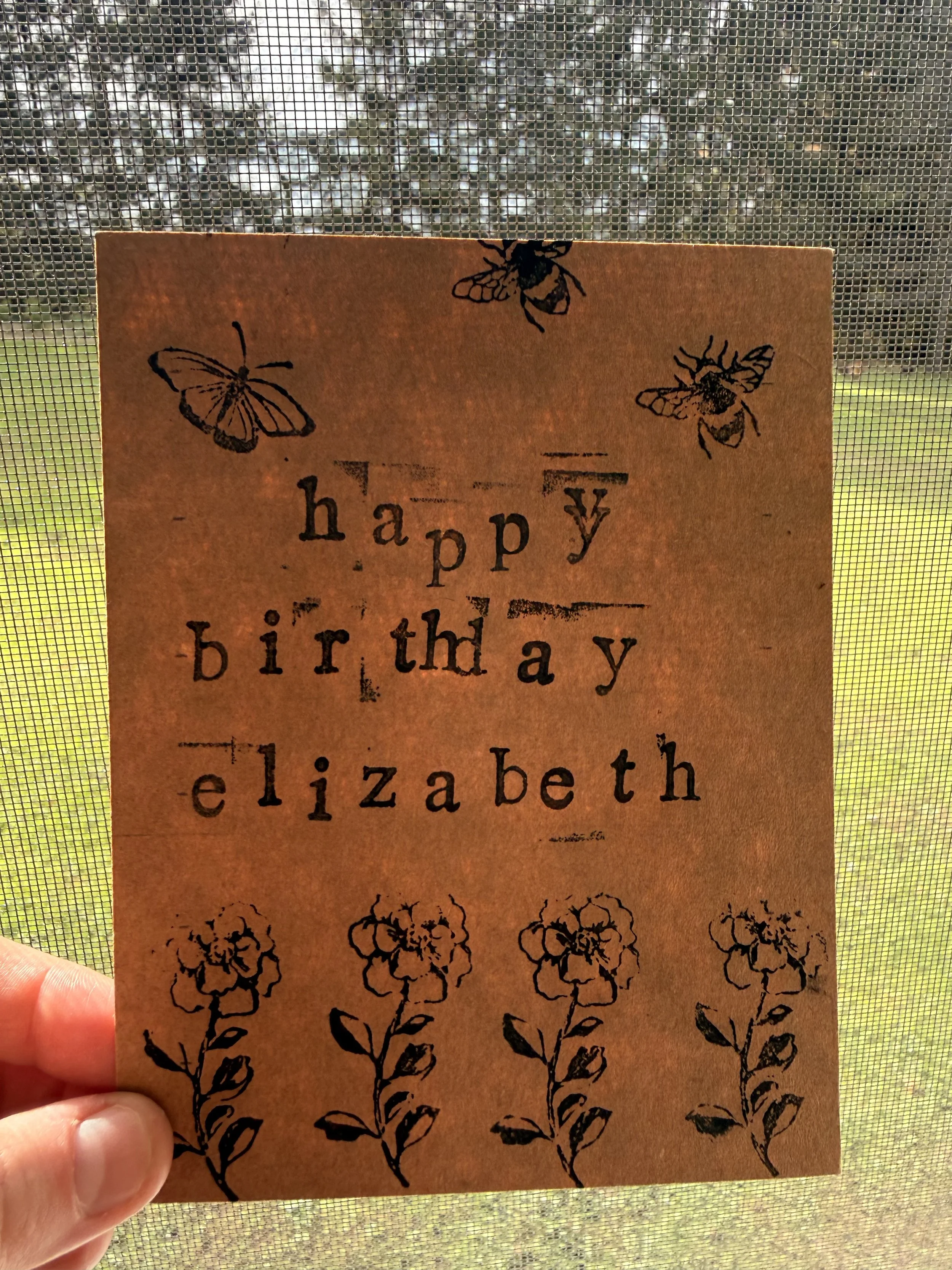 Hand-Stamped Flat Card