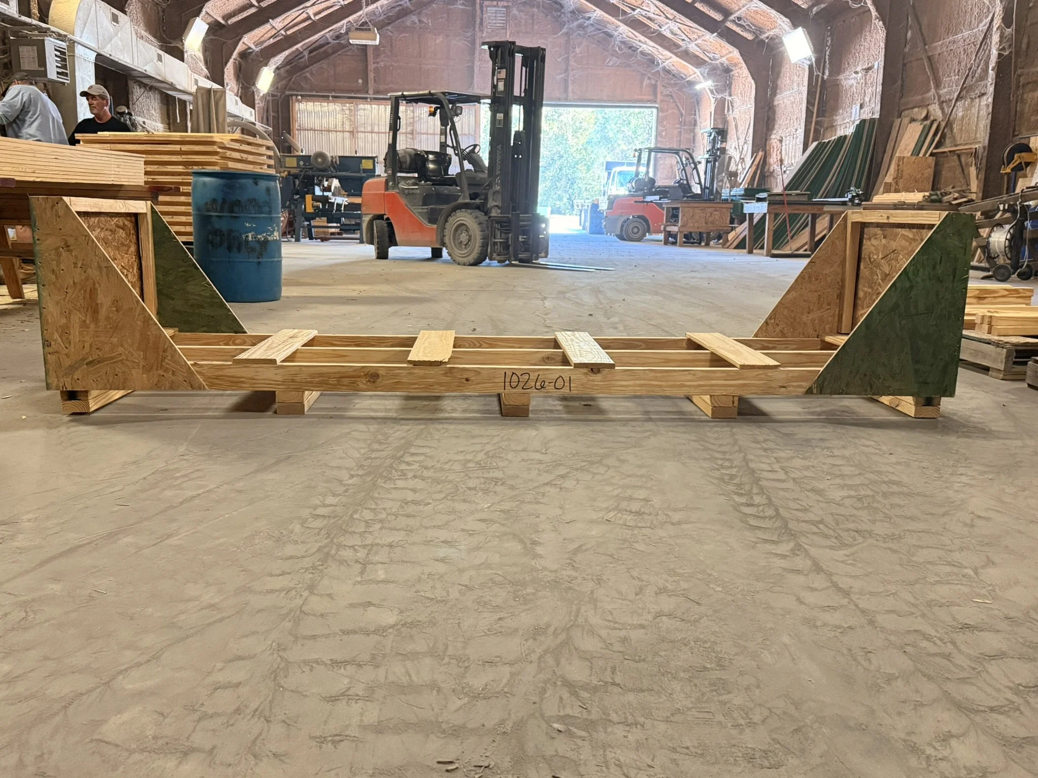 Wooden pallet manufacturing workshop at Whitaker Skid & Crate in Southern Indiana