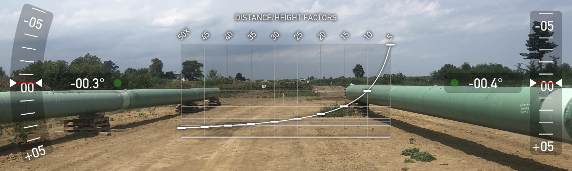 Parsell Surveying Company Aerial view of a pipeline construction site with pipes laid on skids on the ground, surrounded by trees, with a cloudy sky overhead.