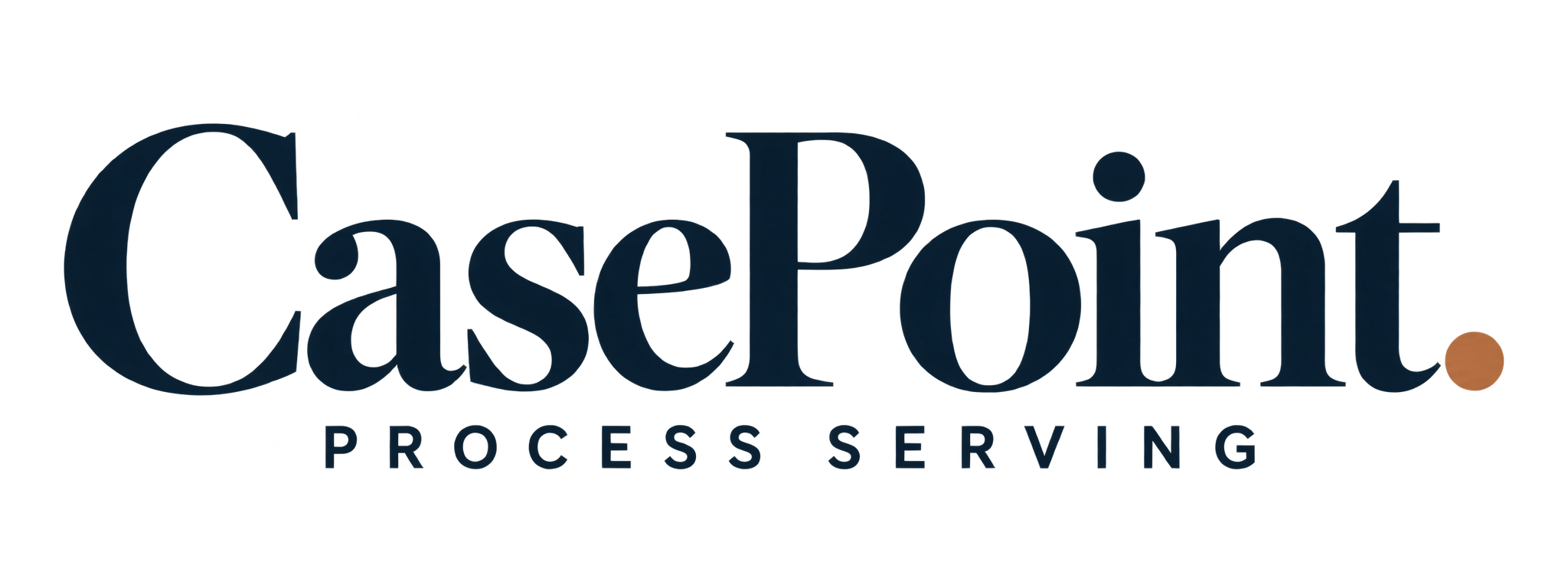 CaePoint Processing Serving logo with dark blue and an orange dot.