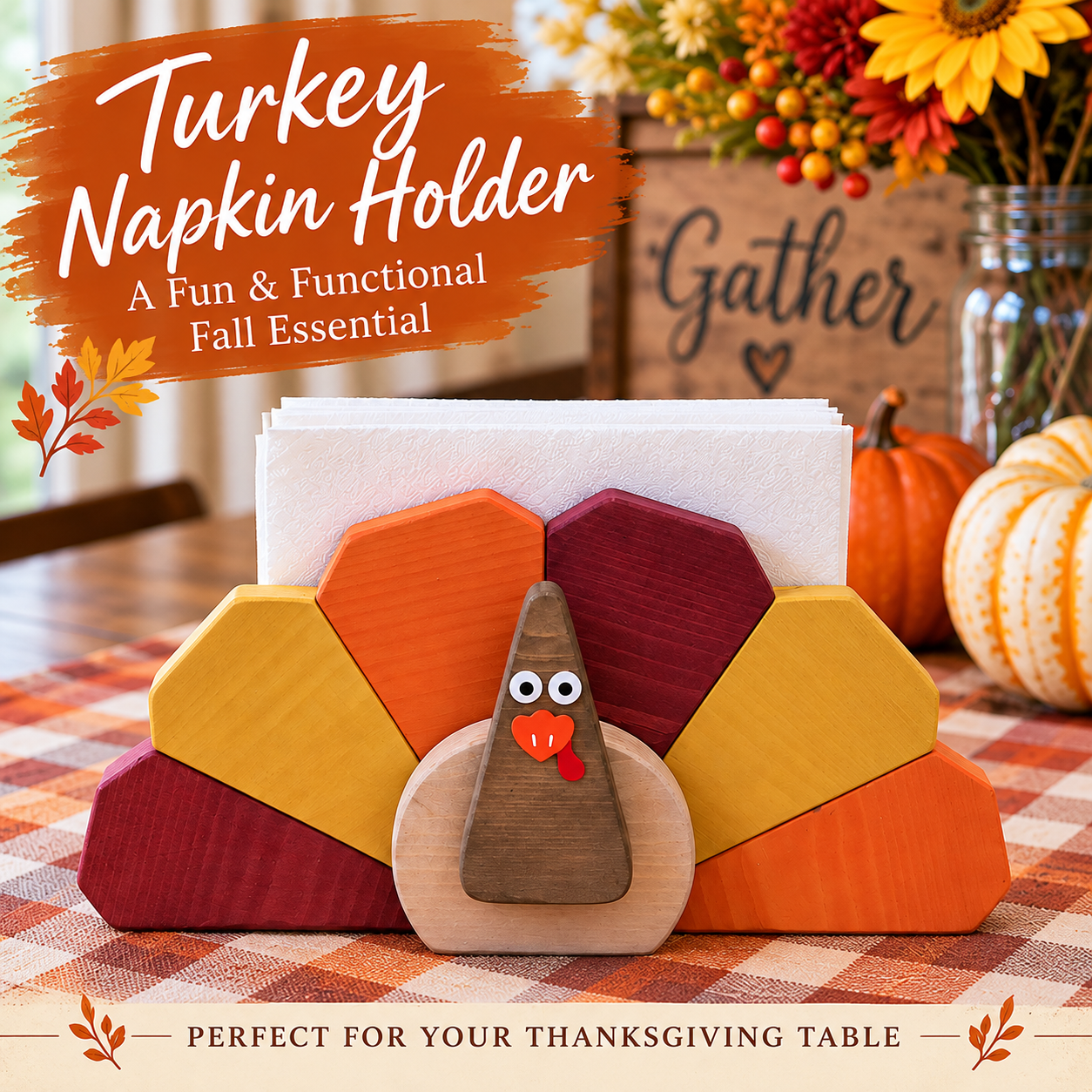 Wooden Turkey Napkin Holder