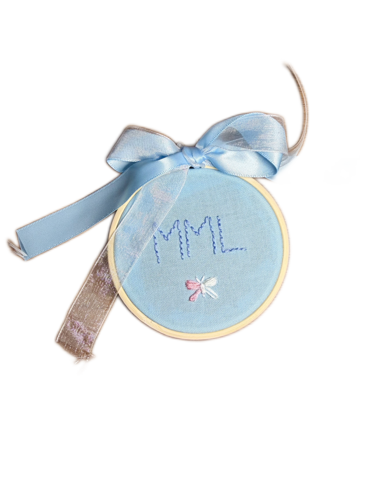 Custom 3" Hoop with Child's First Initial, Middle Initial, Last Initial and PAIL Butterfly Flash Design