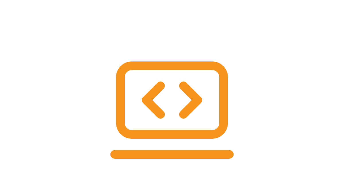 Icon of a computer monitor with a code symbol inside, representing programming or coding.