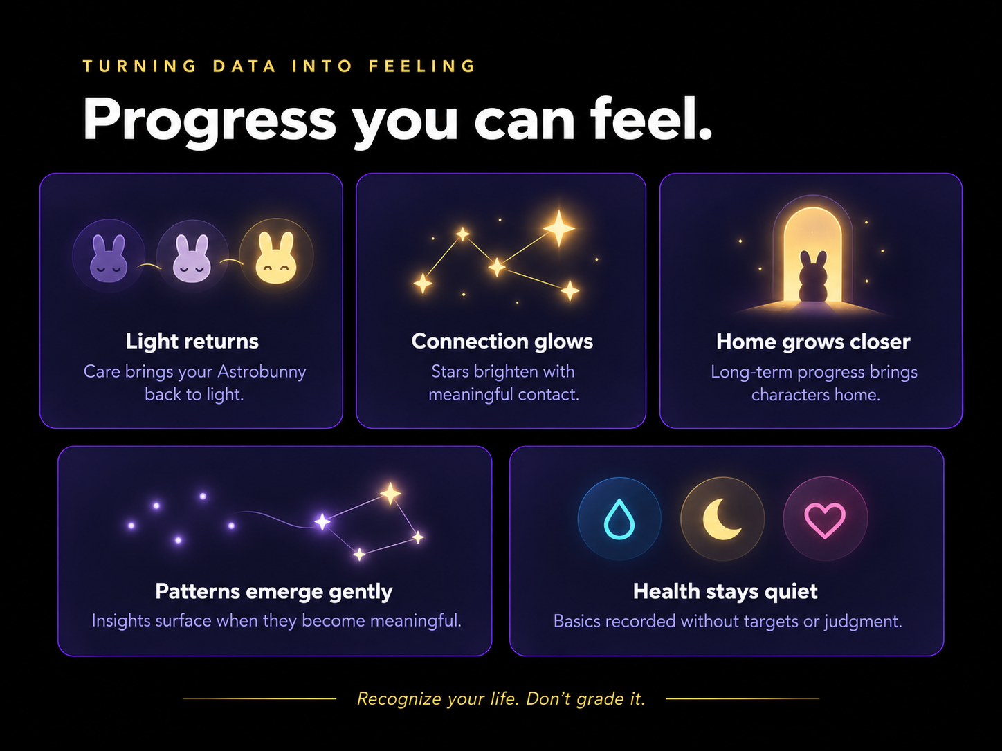 Progress shown through light, stars, and characters