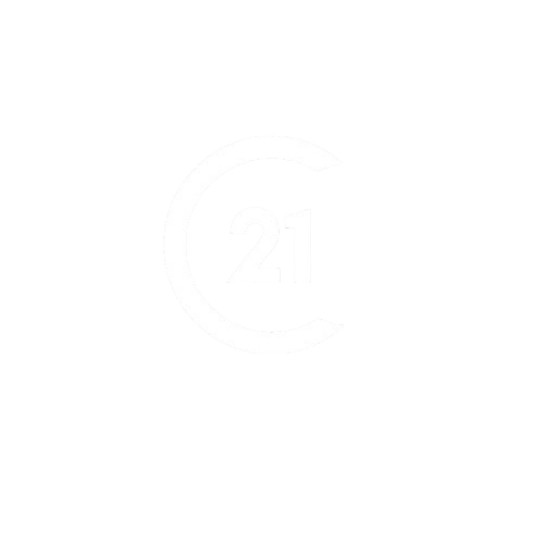Black background with a white circular logo containing the number 21 in the center.