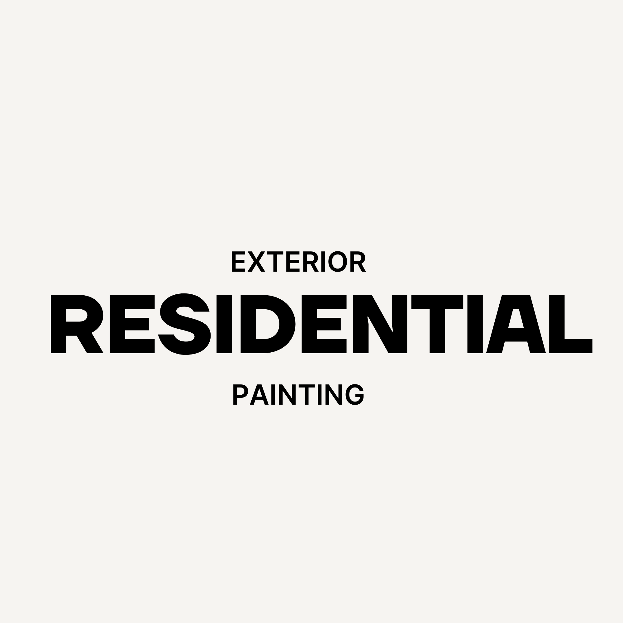 Text on a graphic that reads, 'EXTERIOR RESIDENTIAL PAINTING'. This appears to be a promotional or informational advertisement for residential exterior painting services.