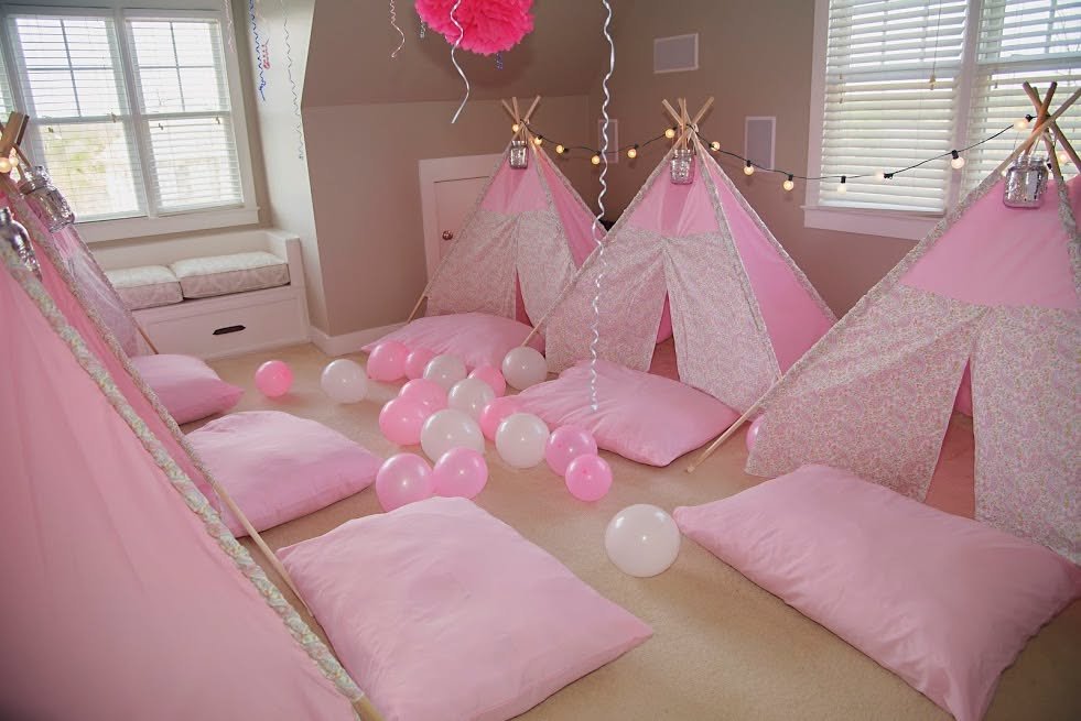 White themed glamping setup