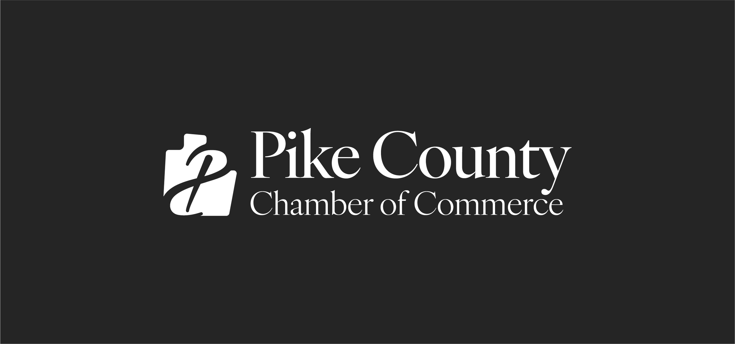 Logo of Pike County Chamber of Commerce in black and white.
