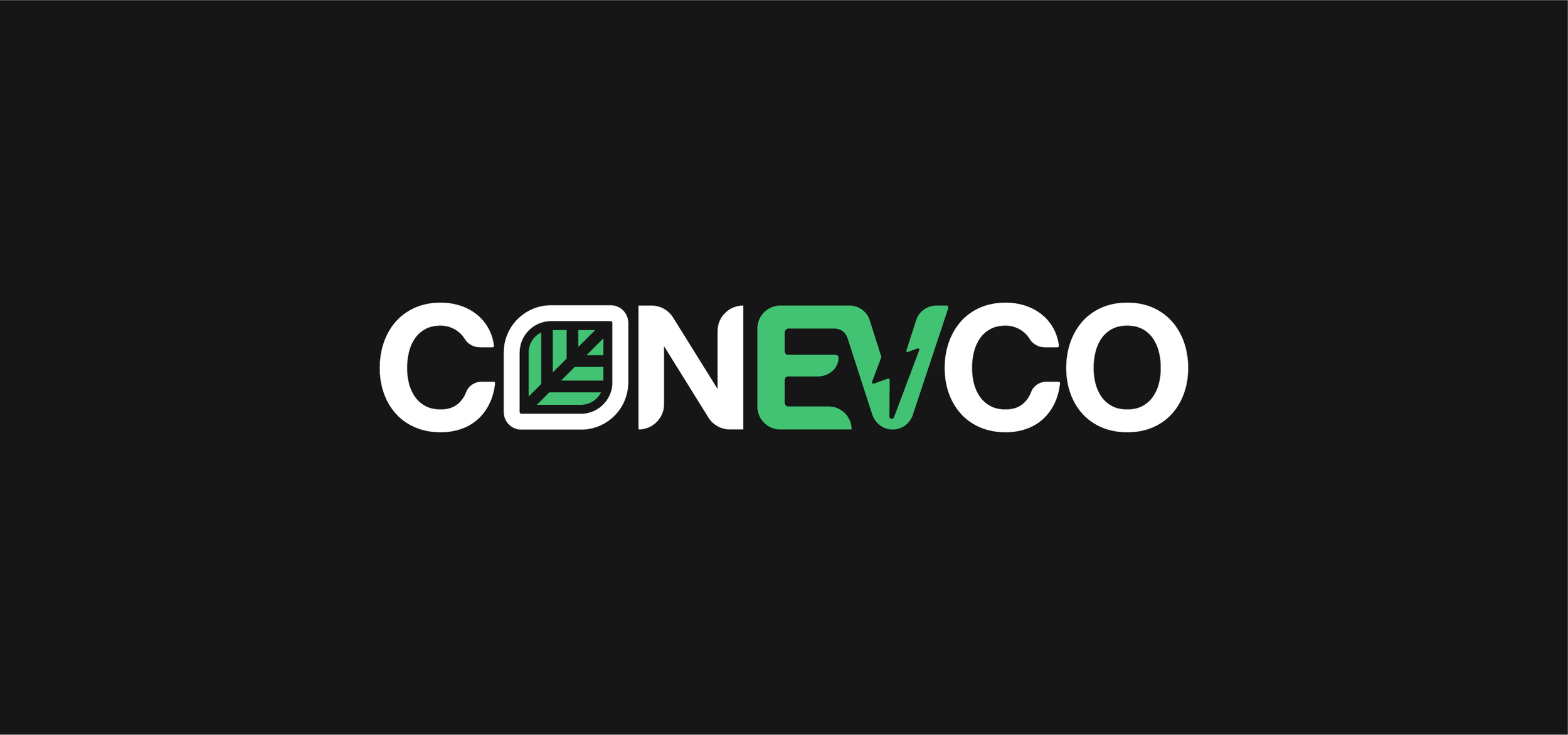 CONEVCO logo in white and green on a black background.