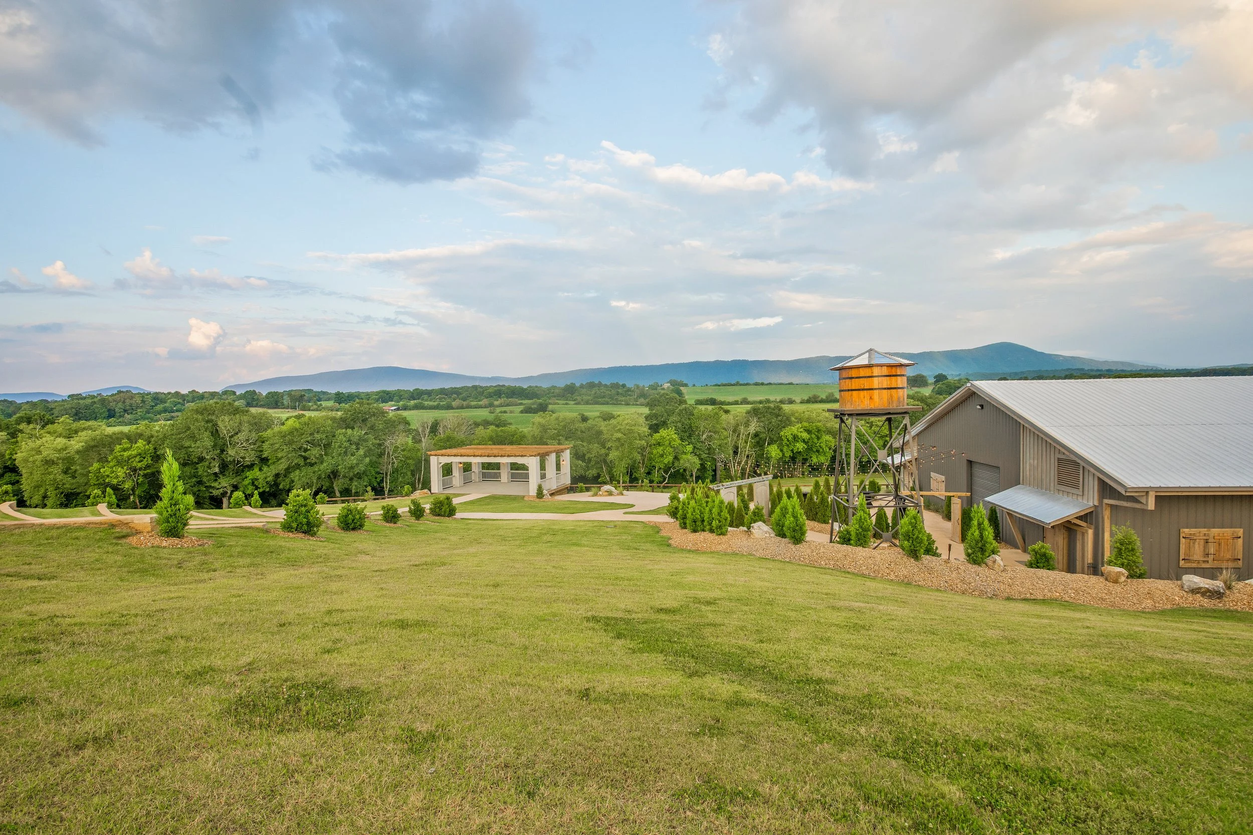Stunning Views of the Ocoee River and surrounding mountains at the private amphitheater in Tennessee
