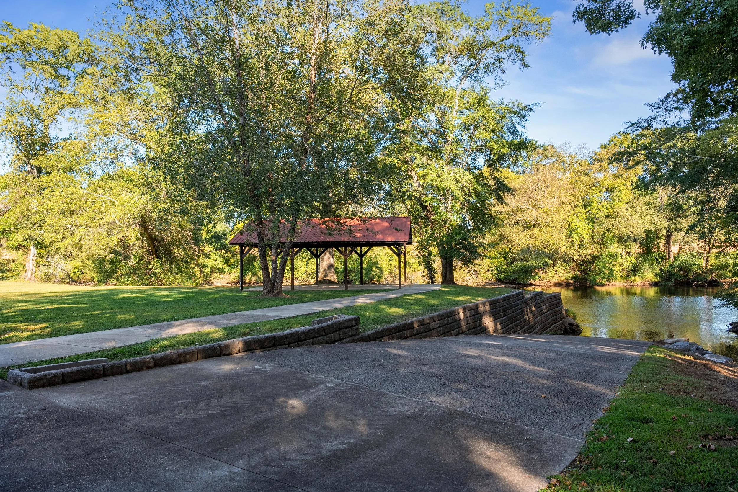 Ocoee River pavilion and boat launch at the Ocoee River Estate