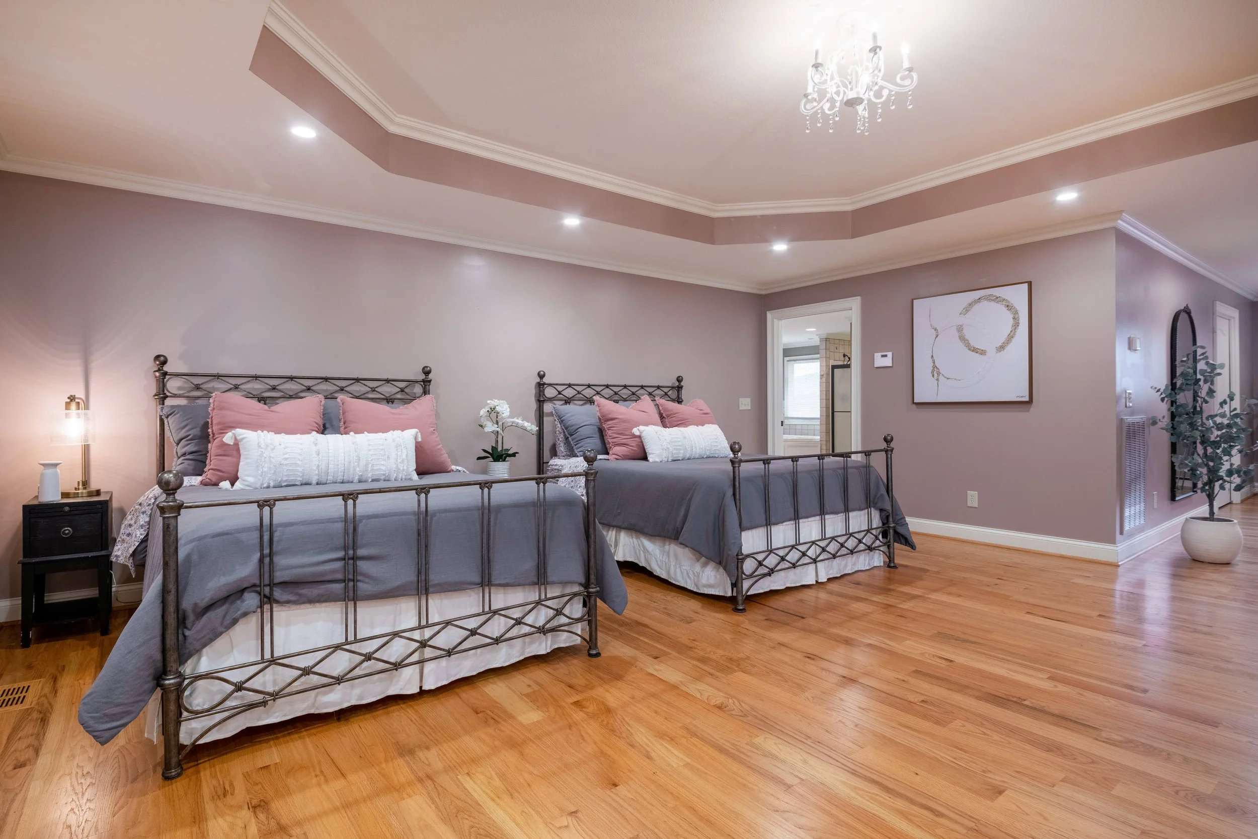 Expansive primary bedroom at the main residence at the Ocoee River Estate