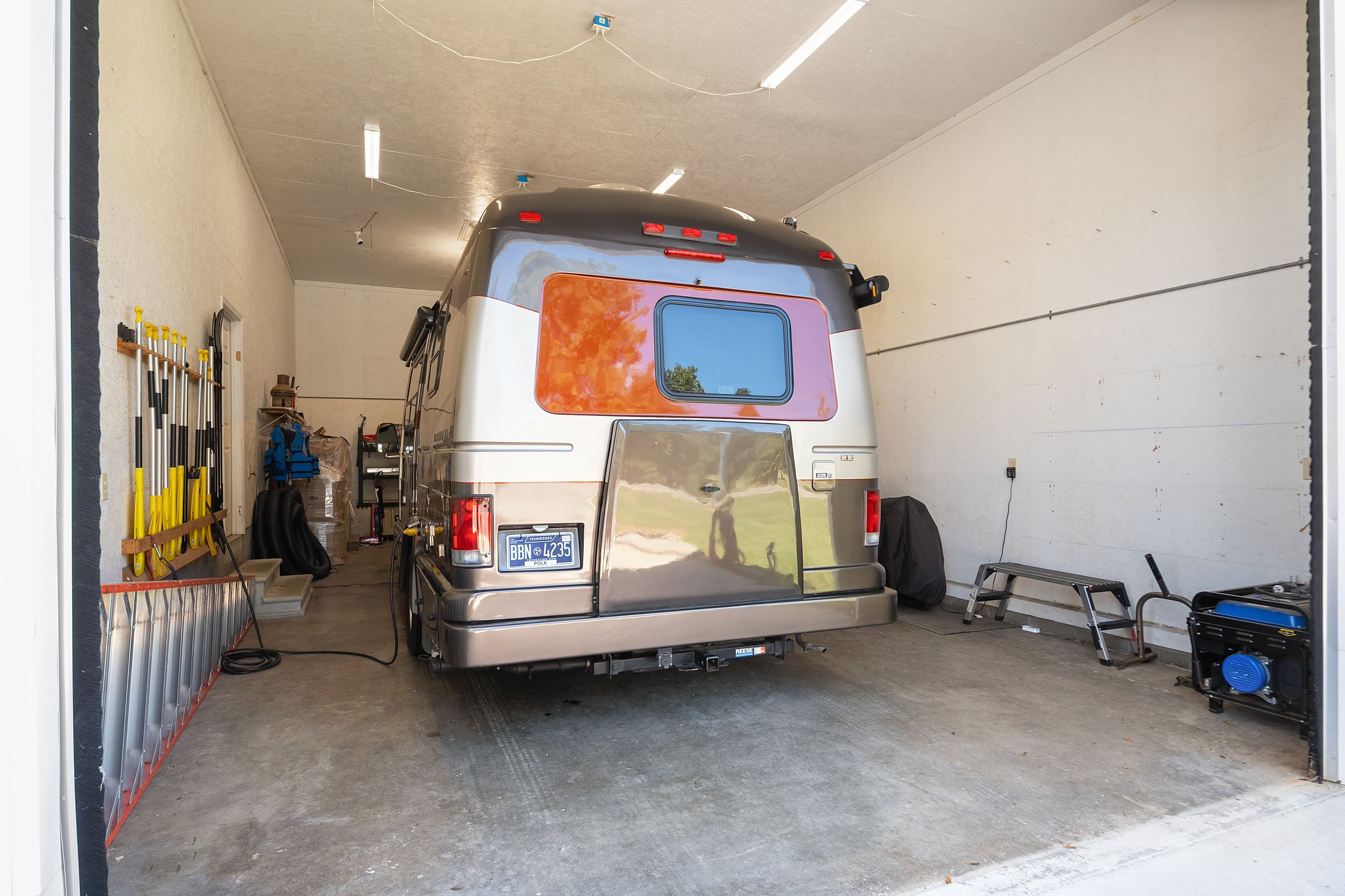 Fully enclosed RV/boat storage bay at Ocoee River Estate is big enough to house a fully size RV or boat