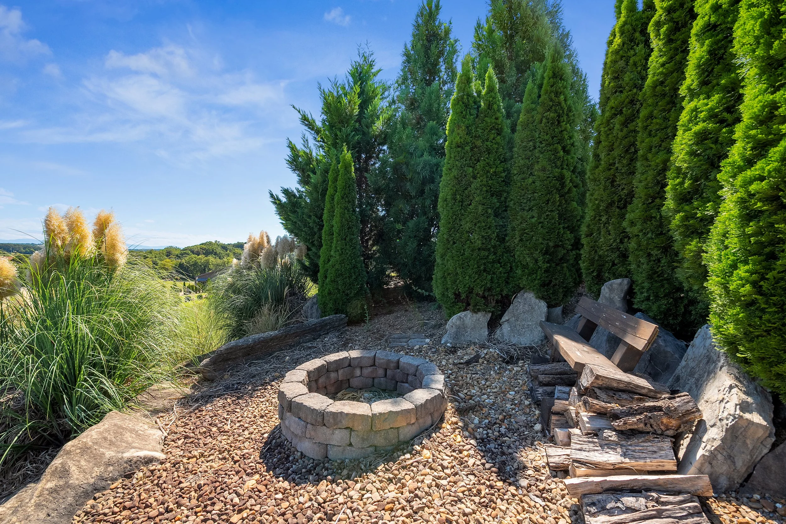 Firepit area at Ocoee River Estate
