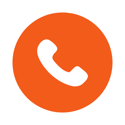 Orange circle with a white telephone icon in the center.