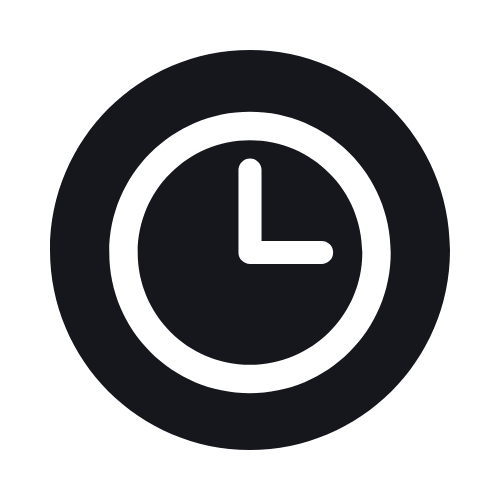 Icon of a clock showing the time 3 o'clock.