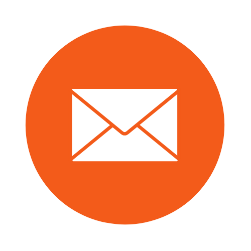 Email envelope icon inside an orange circle.