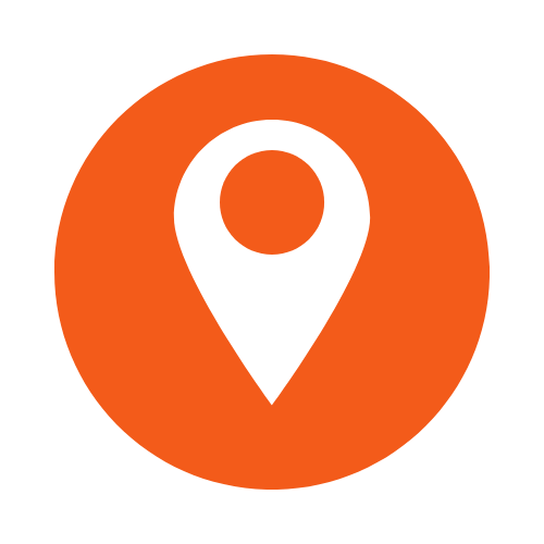 Location pin icon inside an orange circle