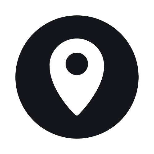 Map location pin icon on a black background.