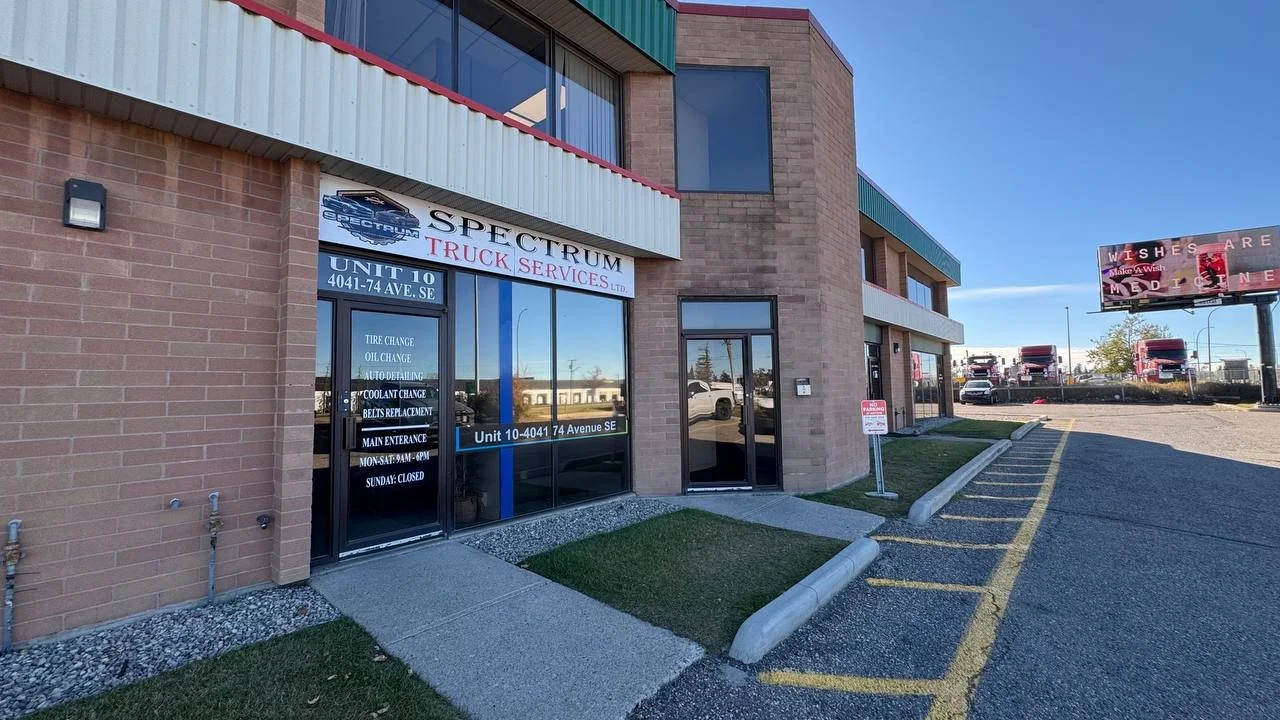 Spectrum Truck Services storefront and parking area at Unit 10, 4041 74 Avenue SE, Calgary