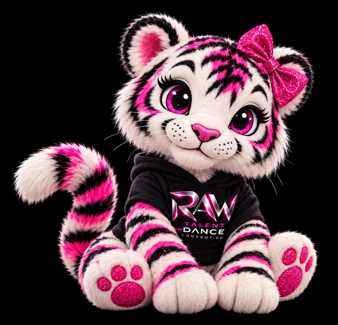 Glittering Pink-Striped Tiger Mascot.png