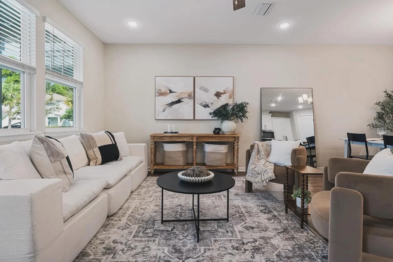 This open-concept space with lean natural light needed just a little help defining the living zones and showing potential buyers what could feel like home. We love selecting specific pieces that help a space sing!

3634 Marsh Reserve - nearly new tow