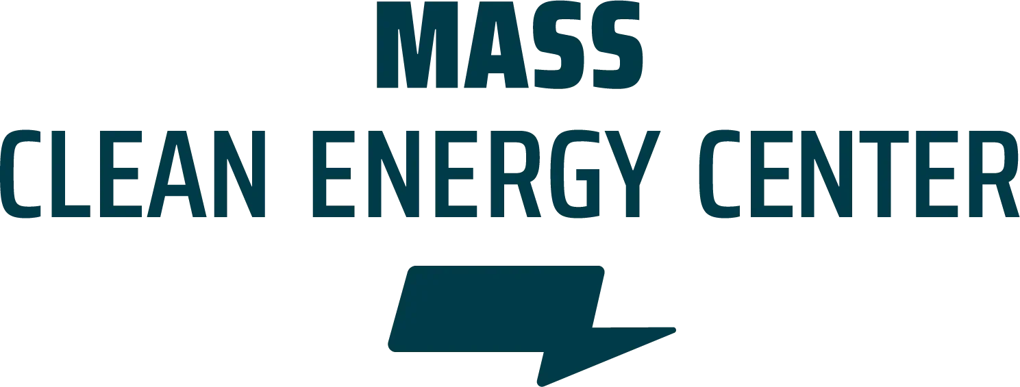 Logo for the Massachusetts Clean Energy Center, with the organization's name and a stylized downward arrow.