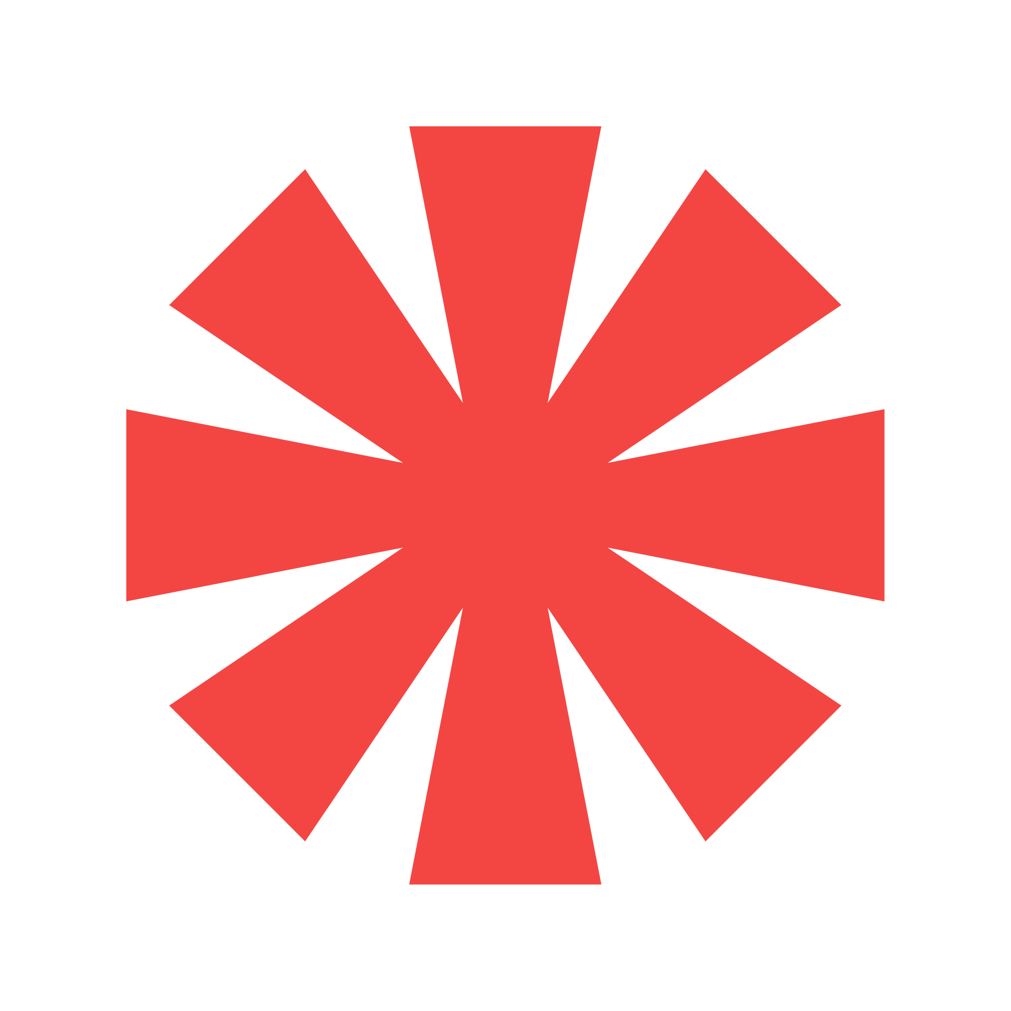 Red geometric starburst pattern