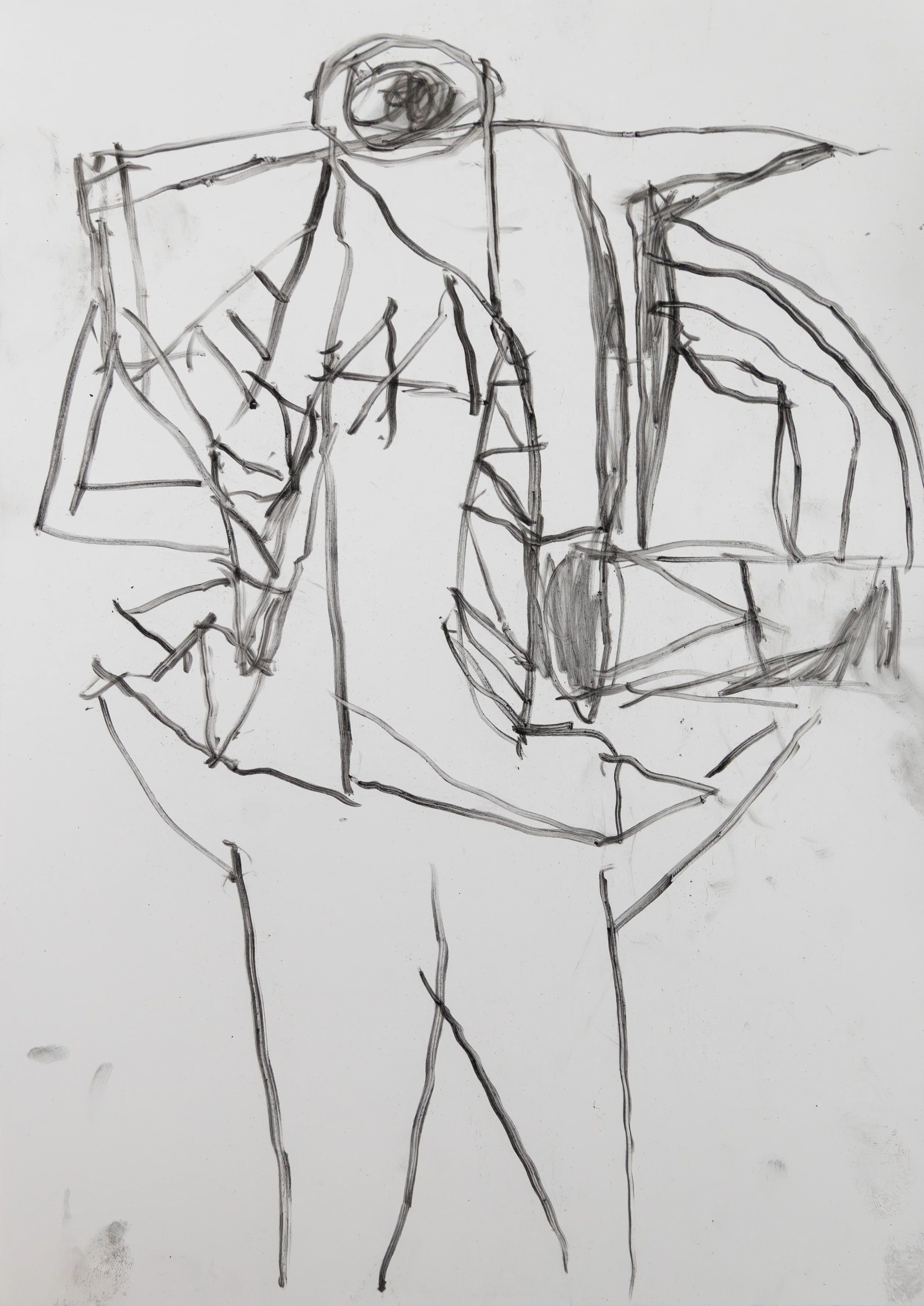 Lids, 2025. Conte crayon on yupo paper, A4 (private collection)
