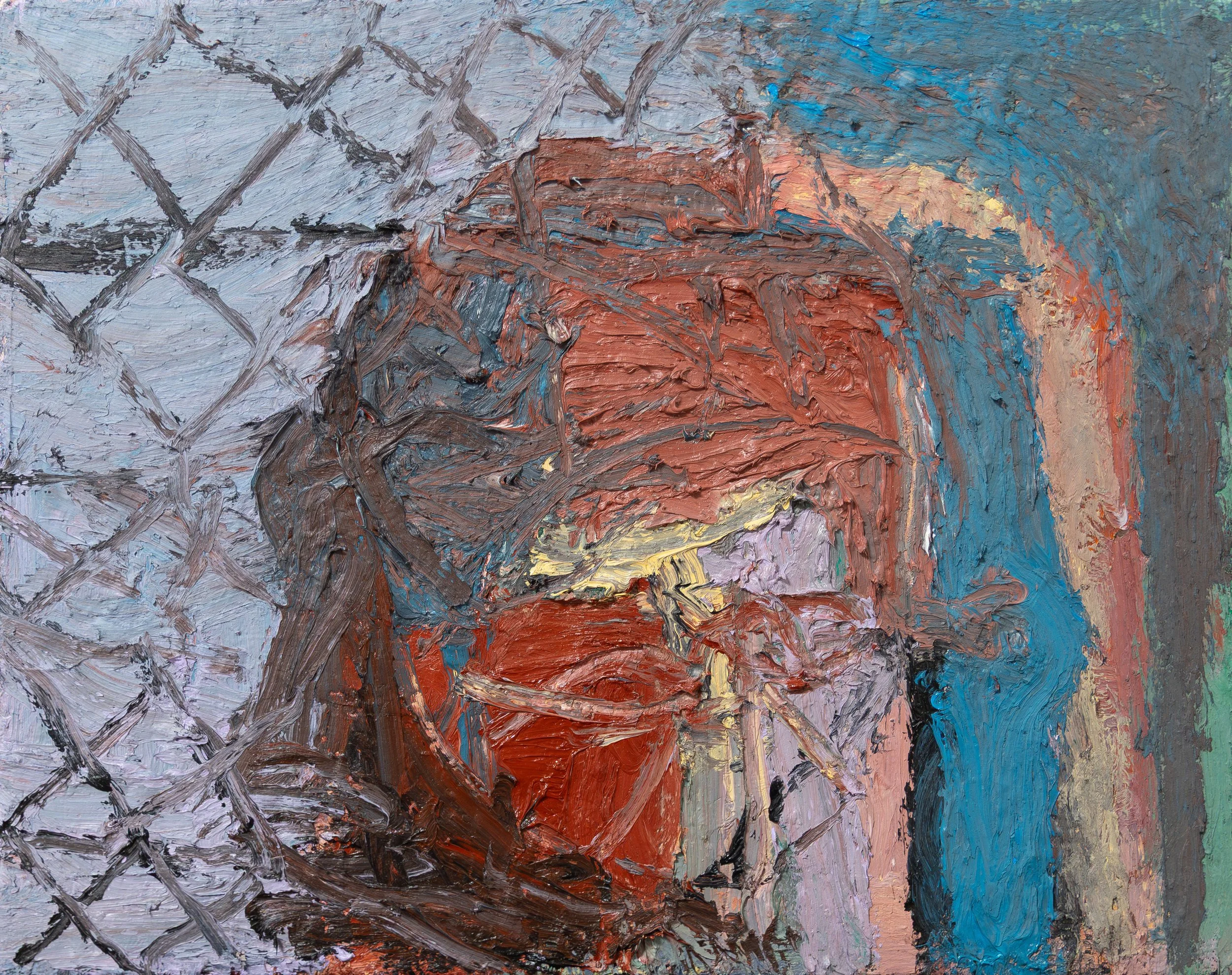 The Fence, 2025. Oil and wax on canvas, 20 x 30cm (private collection)